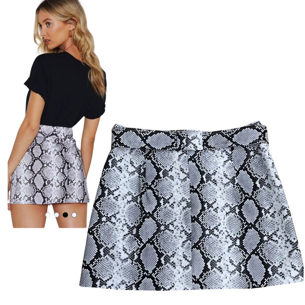 Nasty Gal Let Me Snake You Out Faux Leather Skirt, size Large - Picture 3 of 7